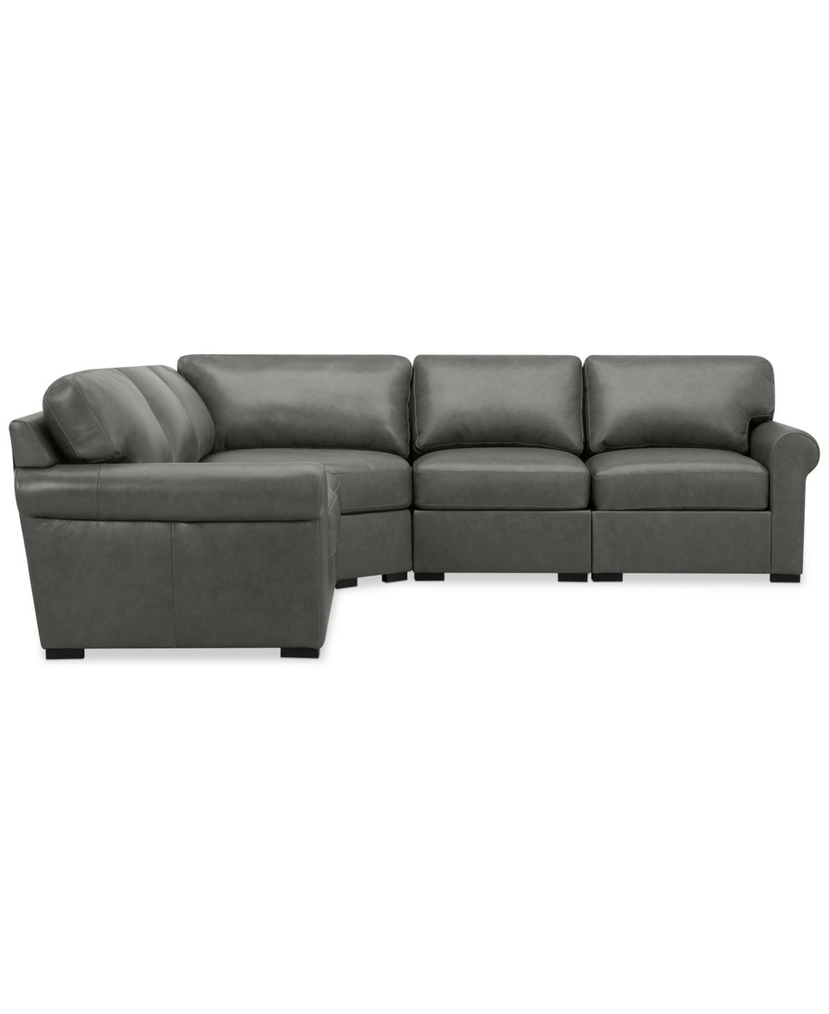 Macy's Radley Roll Arm 117" 5-pc. Leather Wedge Corner L Sectional, Exclusively At