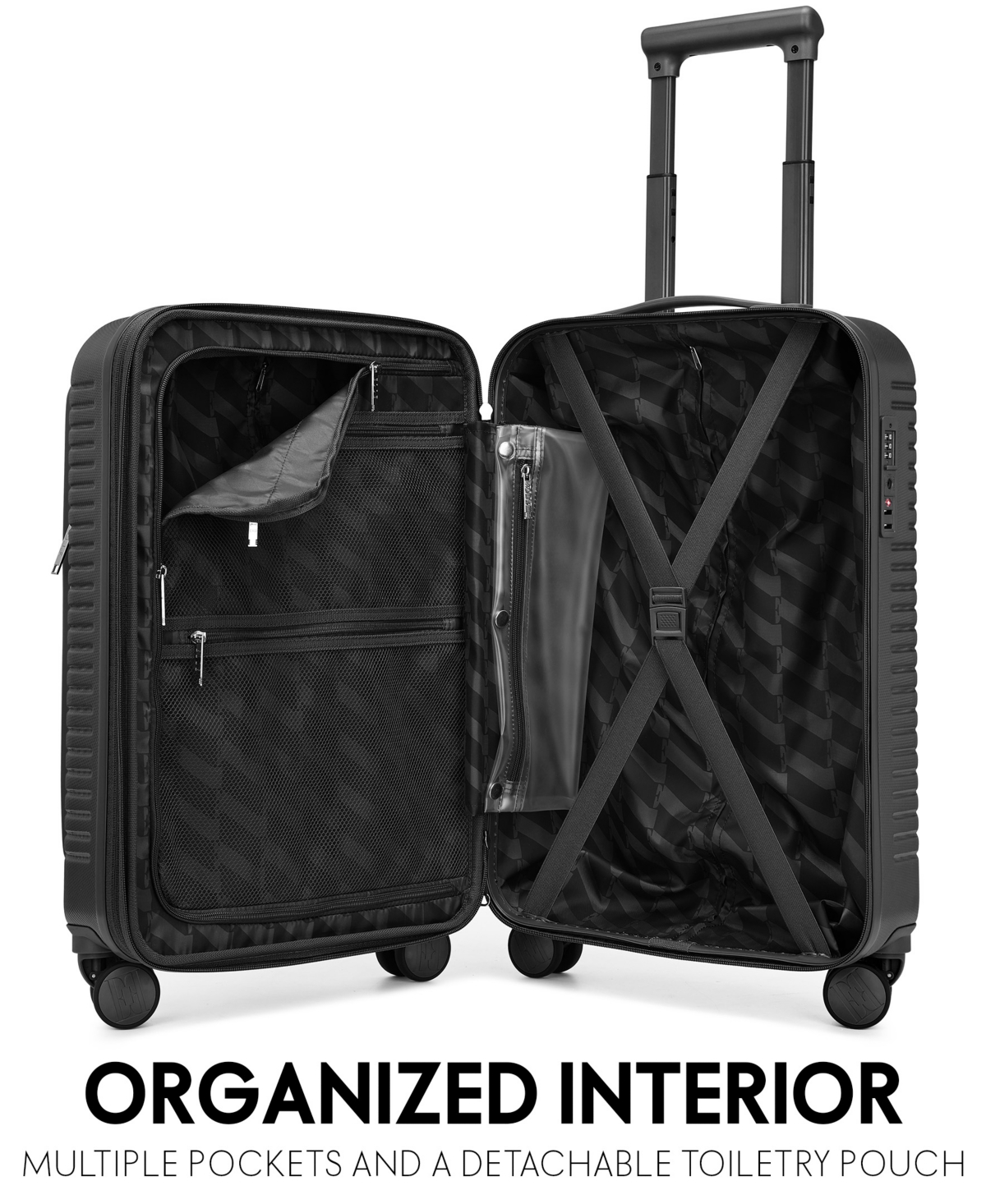 Elle Escape 22.5" Expandable Carry-on Suitcase With Front Laptop Pocket In Black