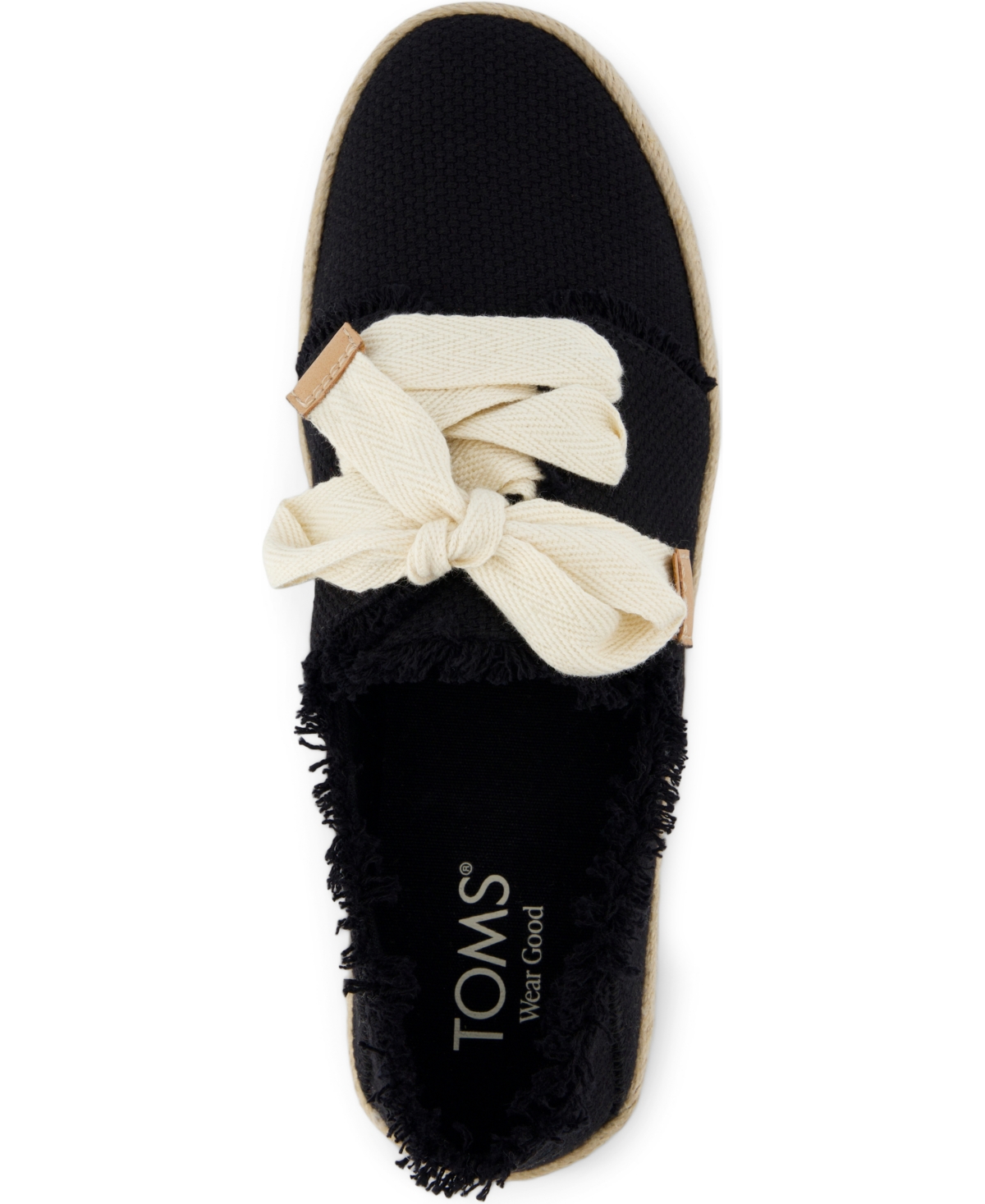 Shop Toms Women's Carolina Lace-up Espadrille Sneakers In Black Beachside Woven,fray