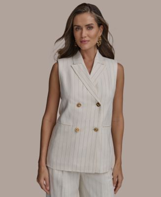 DONNA KARAN NEW YORK ベスト Donna Karan New York Women's Double-Breasted Pinstripe Vest