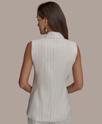 Женский двубортный жилет в тонкую полоску от Donna Karan New York