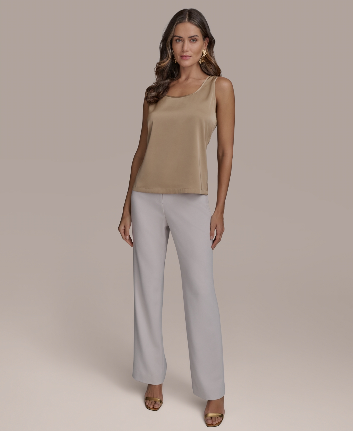 Shop Donna Karan Women's Scoop-neck Satin Camisole In Hazelnut