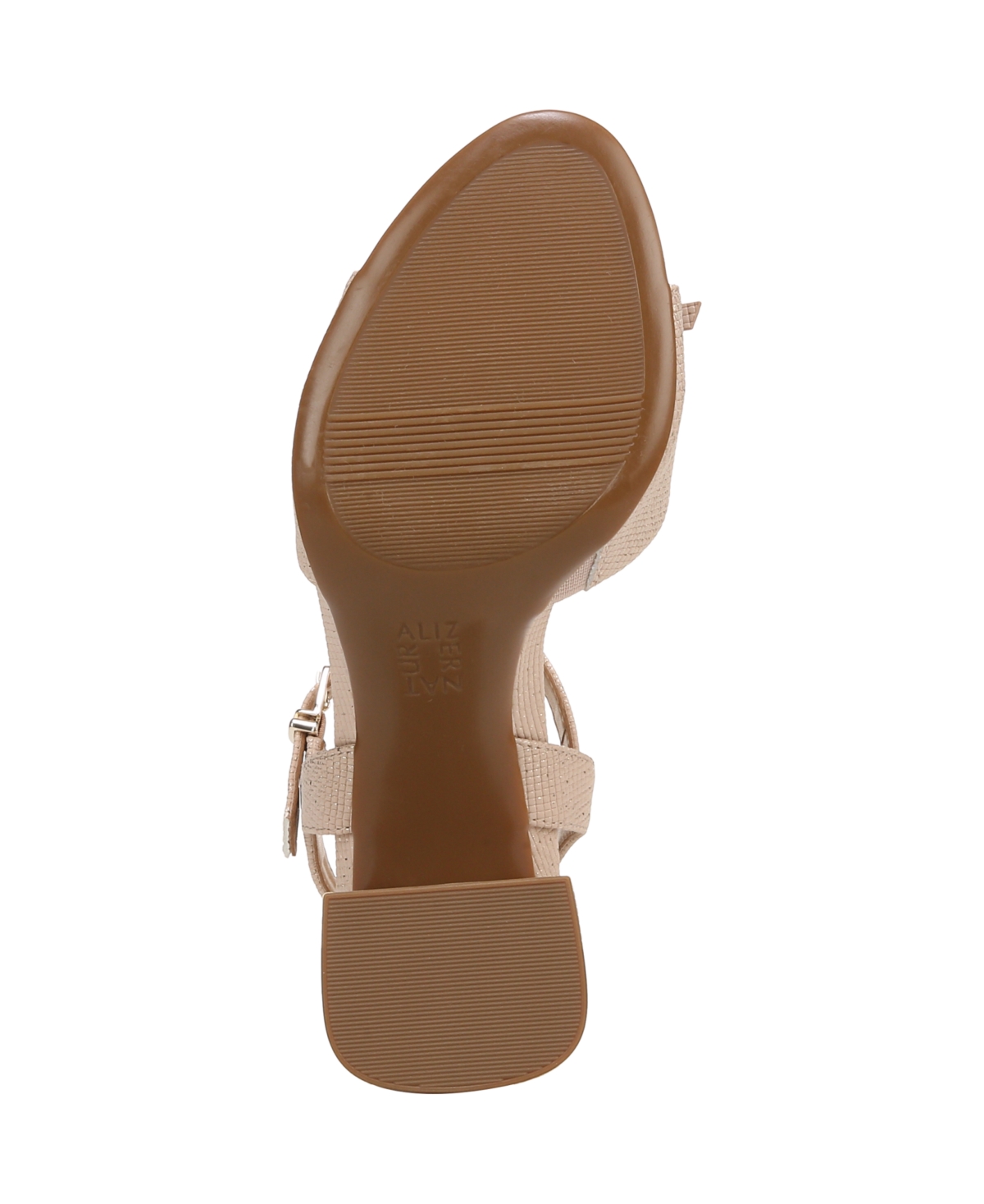 Naturalizer Women's Deandra Block Heel Dress Sandals In Sand Metallic Woven Embossed Faux Leathe
