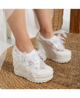Sheri Lace Bridal Platform Sneakers