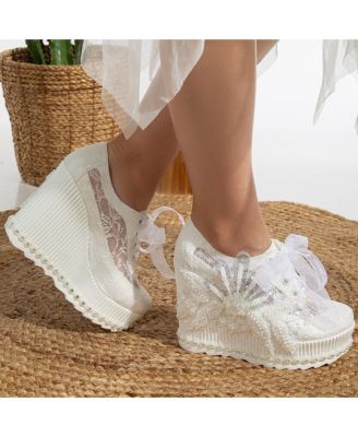 Sheri Lace Bridal Platform Sneakers
