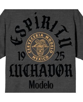 Modelo Мужская футболка с эмблемой Espiritu Luchador 1925, Мексика, круглый вырез, короткий рукав, угольно-вересковая футболка