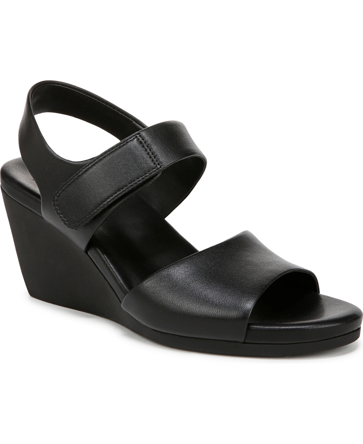 Naturalizer Imani Slingback Platform Wedge Sandal In Black Leather