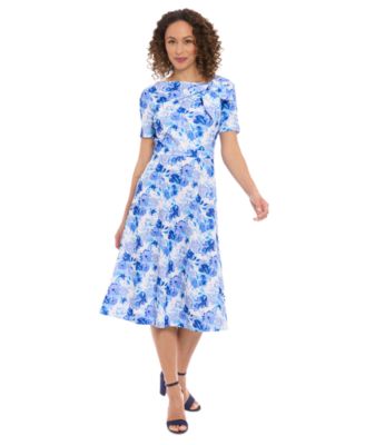 Миниатюрное миди-платье с цветочным принтом и бантом на шее от London Times