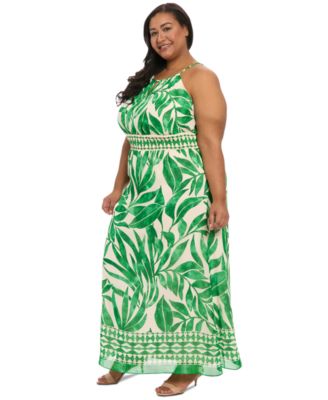 Макси-платье на бретельках с принтом London Times Plus Size