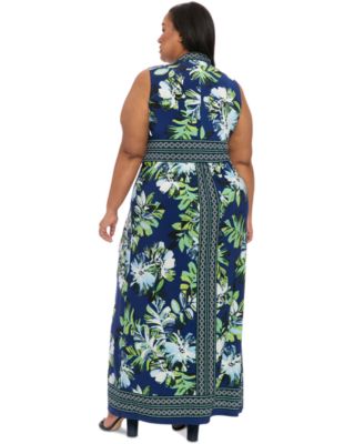 Макси-платье с V-образным вырезом и принтом по краям от London Times Plus Size