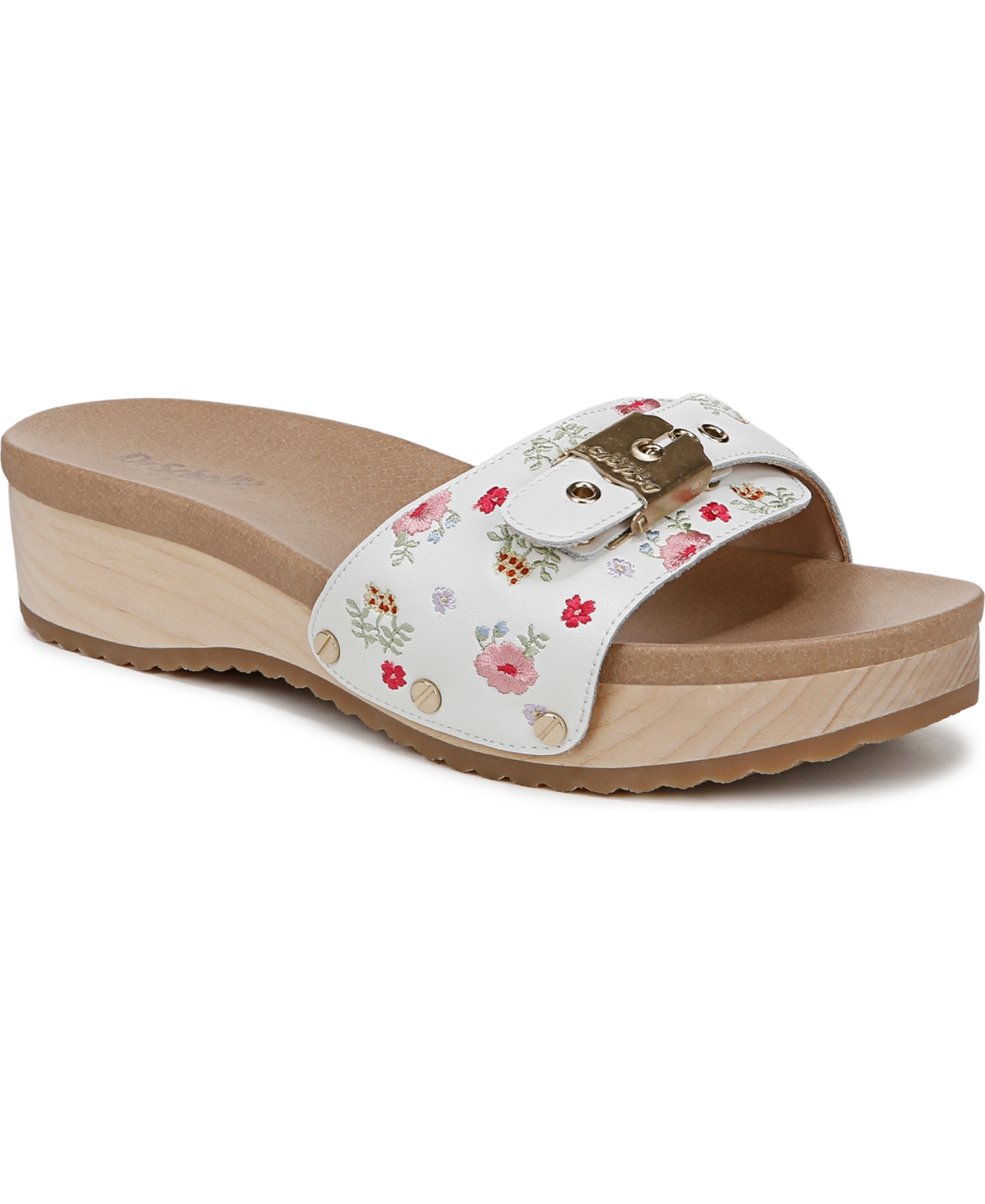 Dr. Scholl's Women's Original Too Slide Platform Sandals In White Multi Leather