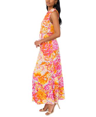 Макси-платье с многоуровневым принтом и разрезом на шее MSK Petite