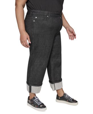 Джинсы с манжетами из черного хрусталя KARL LAGERFELD PARIS Plus Size