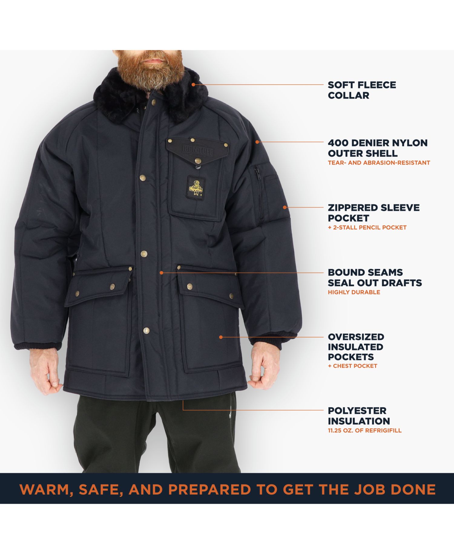 Men's Iron-Tuff Siberian Jacket - Extreme Cold Weather Workwear, -50degree(s)F Protection, Durable and Water-Resistant