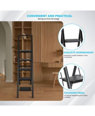 5 Aluminum Step Ladder, 5 Step Stool Folding Step Stool with Handrails, Sturdy Step Stool for Adult, Gorilla Ladders 500LBS Capacity Sturdy& Portable Ladder for Home Kitchen Library Office