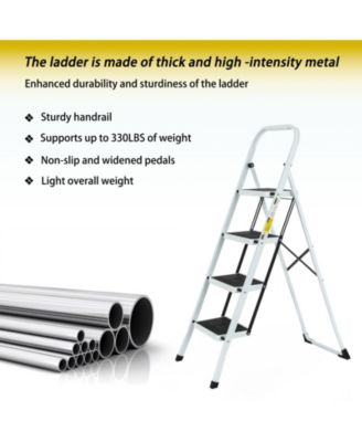 4 Step Ladder Folding Step Stool , Lightweight Step Stools for Adults with Anti-Slip Pedal, Portable Steel Handrails Step Ladder Withstanding 330 lbs