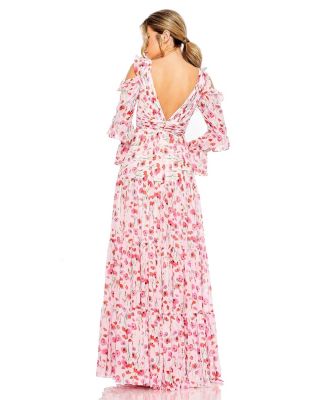 Женское платье Mac Duggal с оборками на рукавах и цветочным принтом