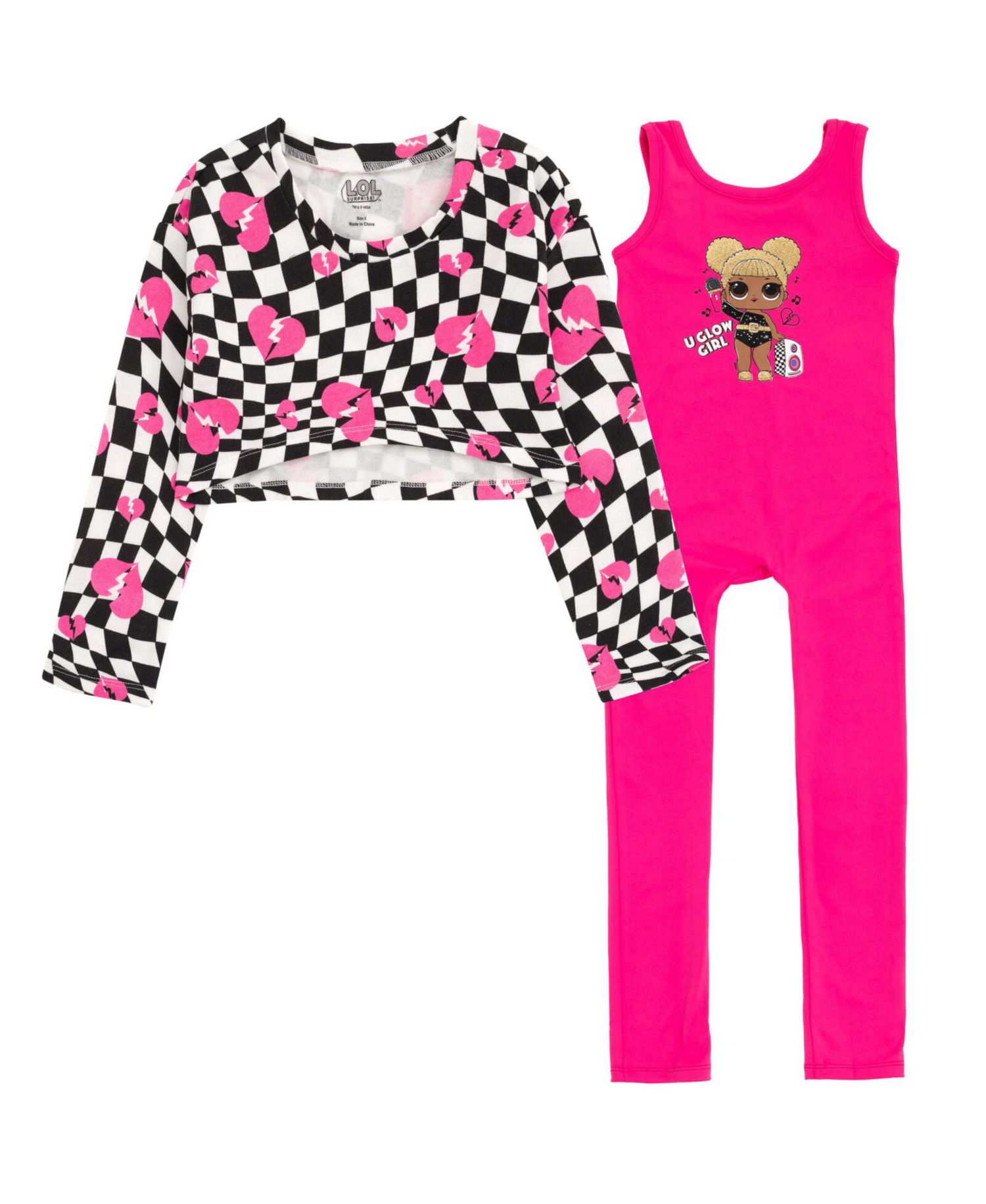 Little Girls Queen Bee Jumpsuit and Fleece Shrug Outfit Set