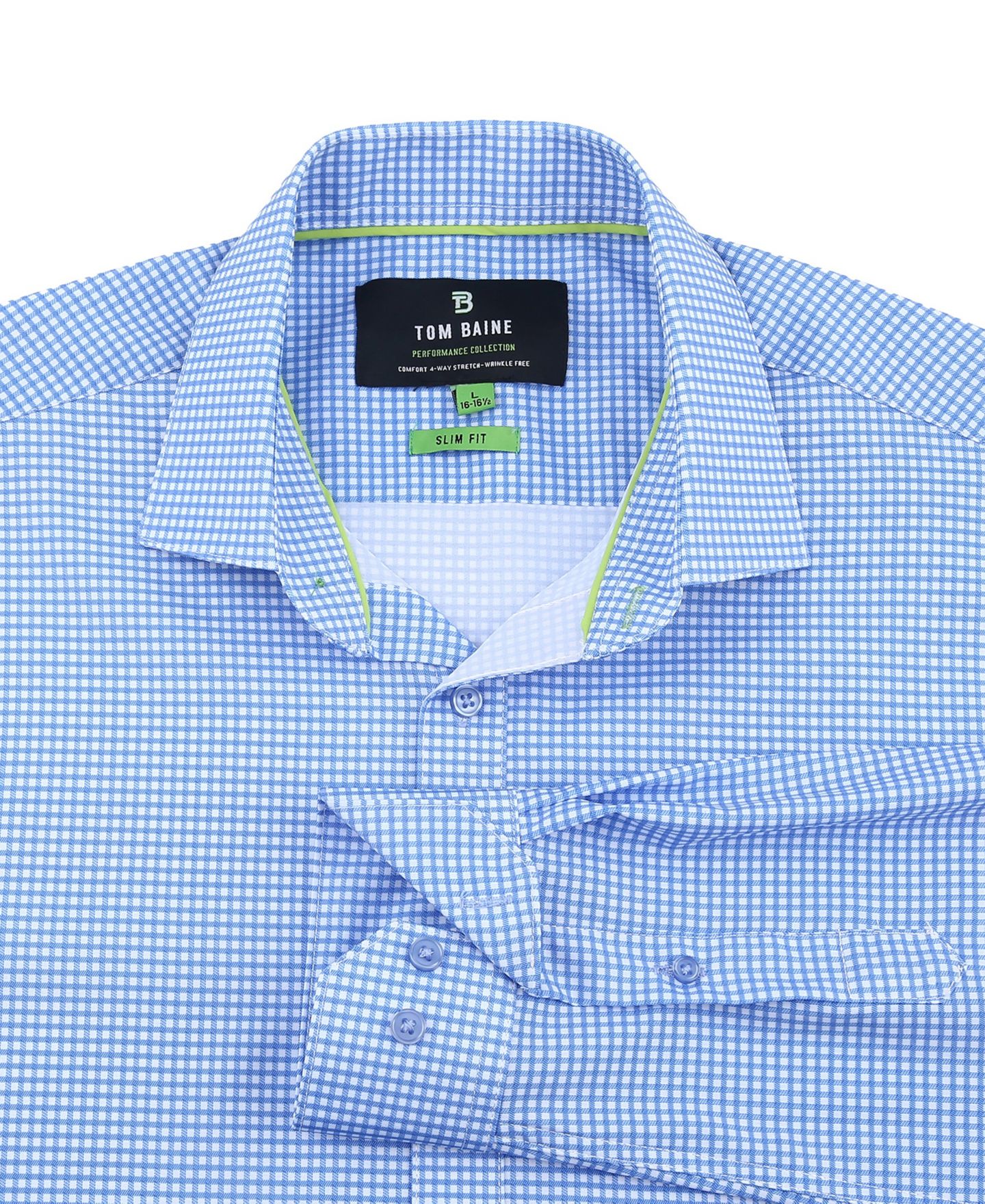 Мужская рубашка Tom Baine Four Way Stretch Plaid Button Down Dress Shirt, цвет: Синий — фото 3