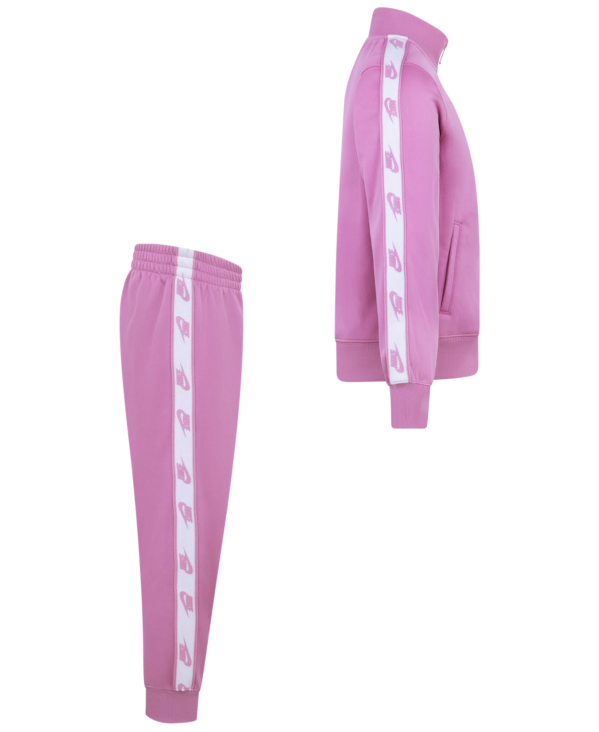 Nike Little Girls Logo-taping Jacket & Pants, 2 Piece Set In Magic Flamingo