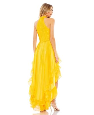 Женское многоуровневое платье Mac Duggal с оборками и высокой и низкой складкой на шее