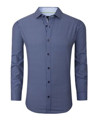 Men's Four Way Stretch Plaid Button Down Dress Shirt