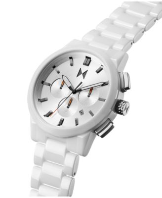 Men's Chrono II White Ceramic Bracelet Watch, 44mm