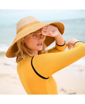 Riri Duo Jute Handwoven Straw Hat In Nude & Golden Yellow