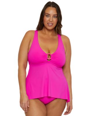 Plus Size Marble Canyon Ring Tankini Top High Waist Bikini Bottoms