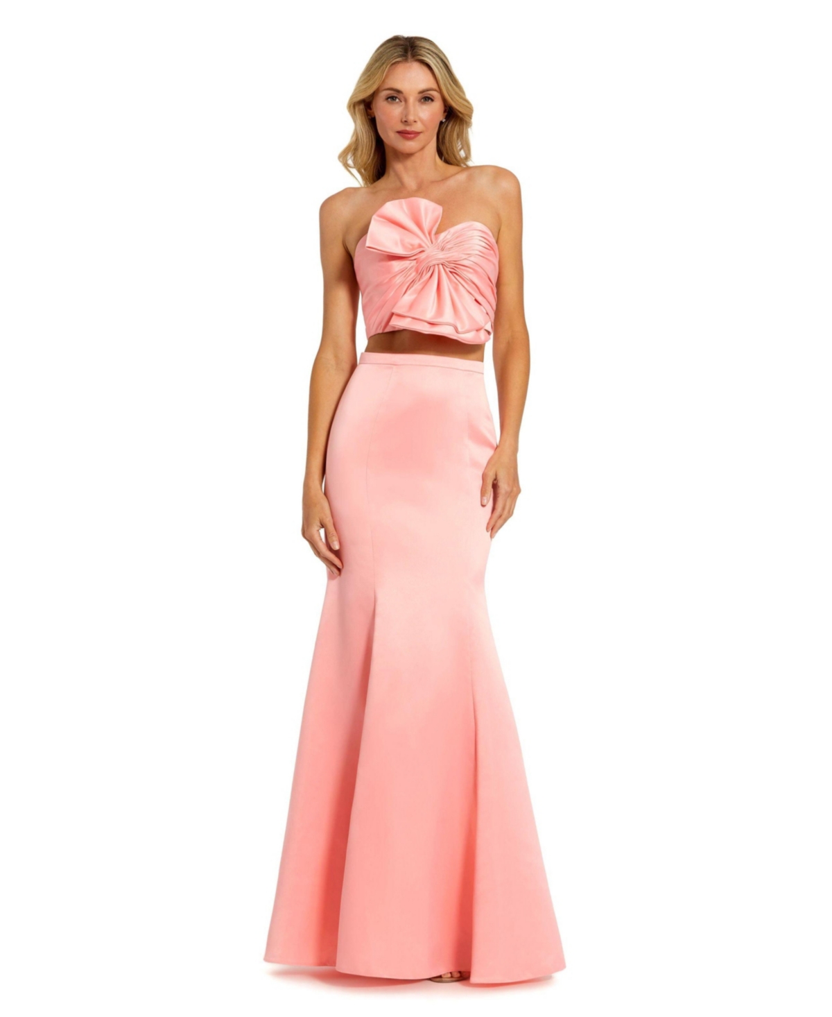 Mac Duggal Women's Strapless Bow Top and Mermaid Skirt 2 Piece Set - Petal pink