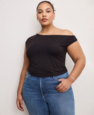 Асимметричный топ из хорошего американского стрейч-джерси обычных и больших размеров