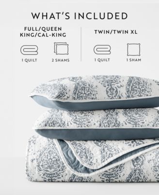 Distressed Diamond Reversible 3-Pc. Lightweight Quilt Set, King/California King