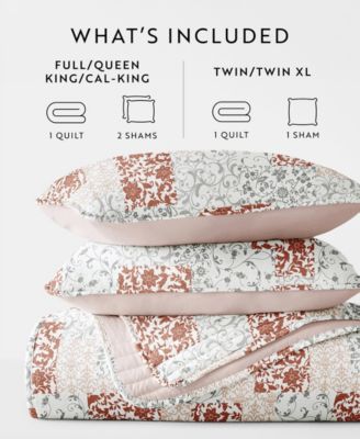 Scrolled Patchwork Reversible 2-Pc. Lightweight Quilt Set, Twin/Twin XL