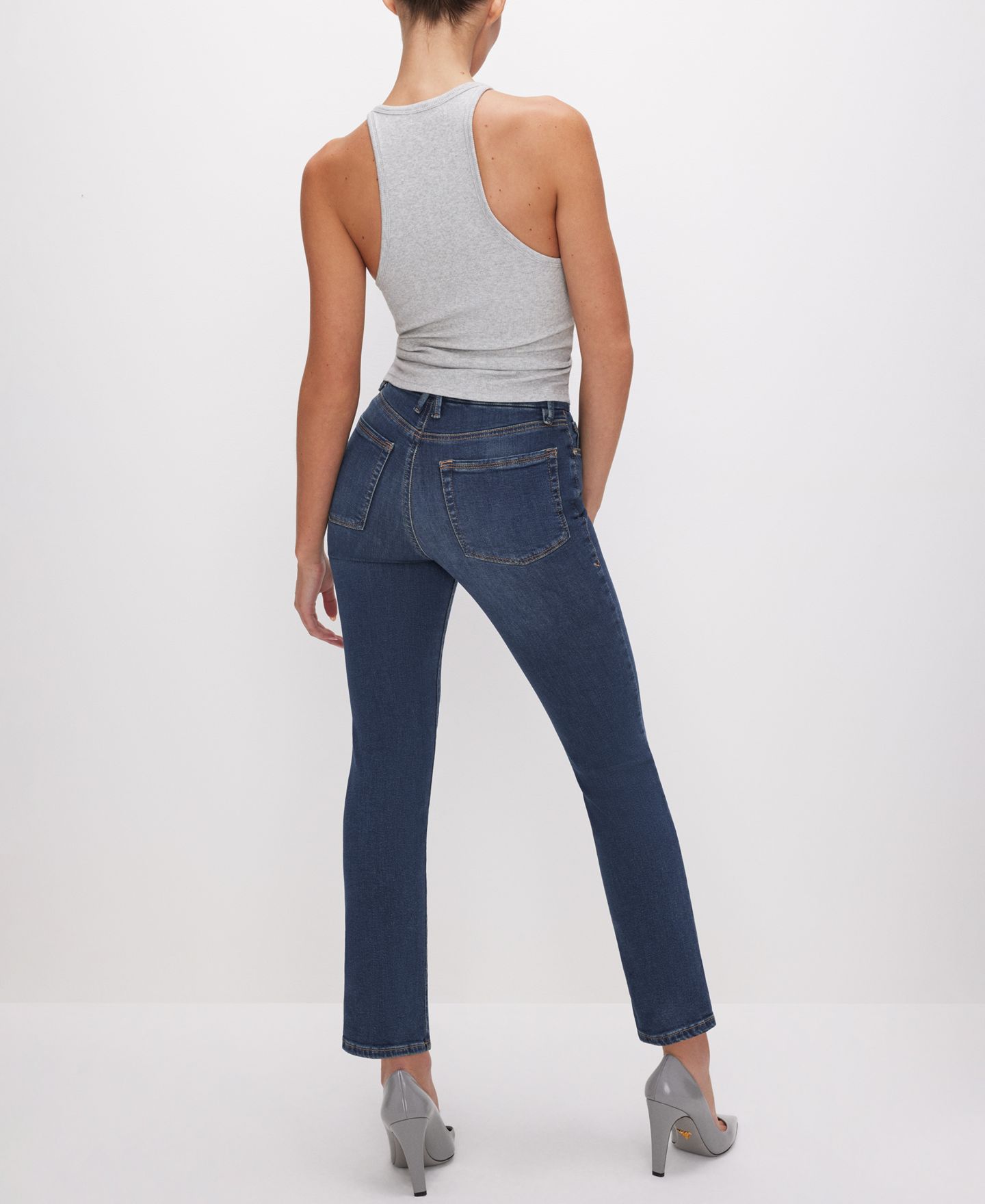 Женские джинсы Good American Good Legs Straight Jeans, Regular & Plus Size, цвет: Синий — фото 4