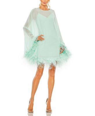 Женское платье-трапеция Mac Duggal с отделкой из перьев