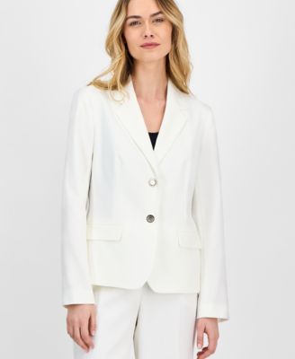 Women's Crepe Two-Button Jacket & Pull-On Pantsuit Set, Regular & Petite