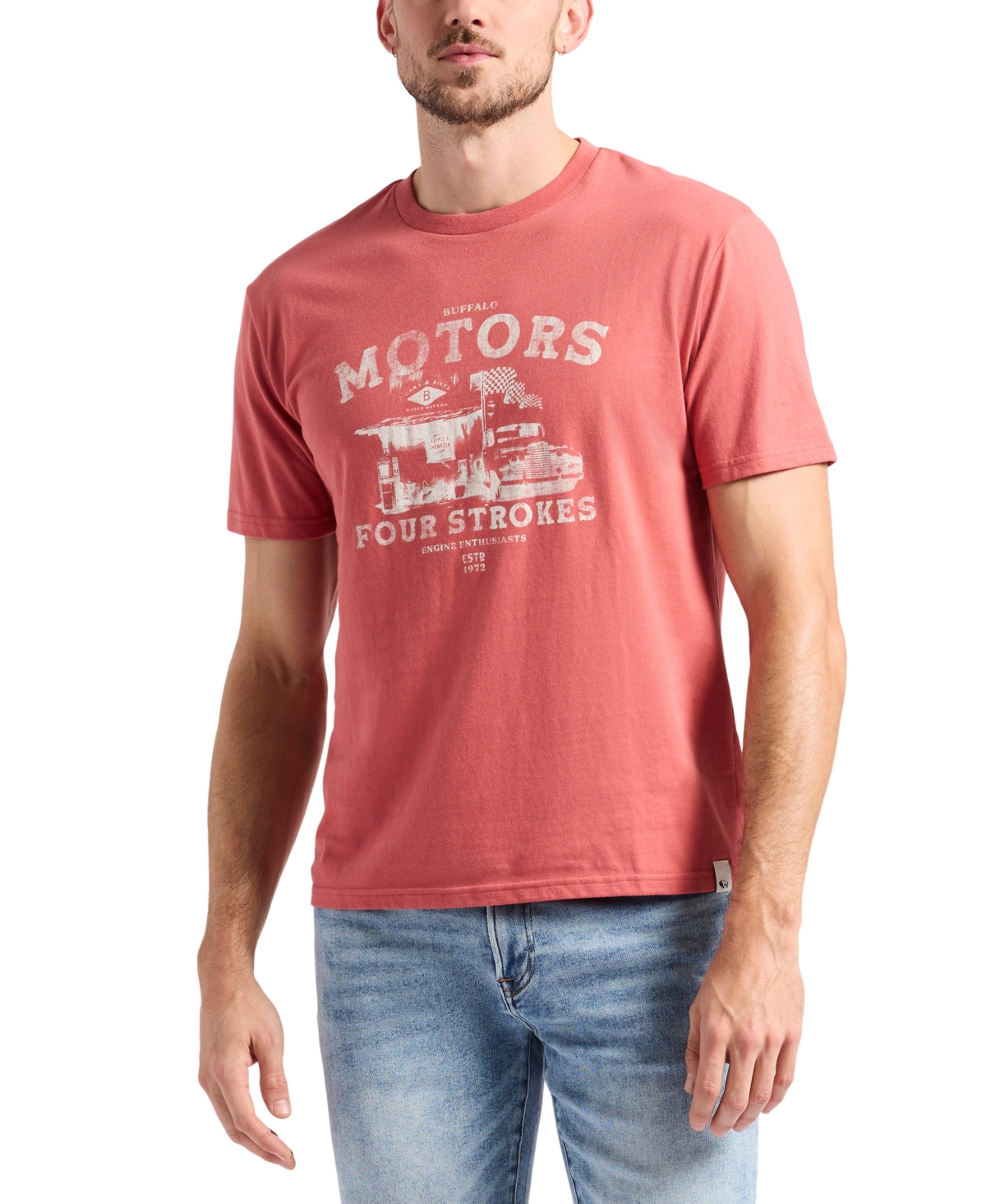 Men's Trokes Graphic with Motors Print T-Shirt - Mineral red