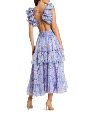 Women's Feathered Hem High Neck Sleeveless A Line Dress