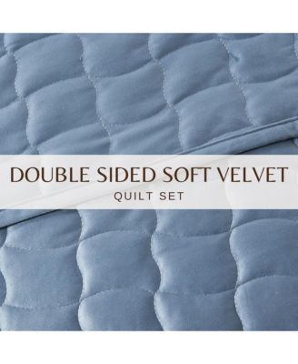 Linery & Co Velvet Dual-Sided Box-Stitched Quilt Set