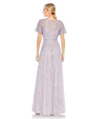 Женское струящееся платье Mac Duggal с рукавами-бабочками, расшитое блестками