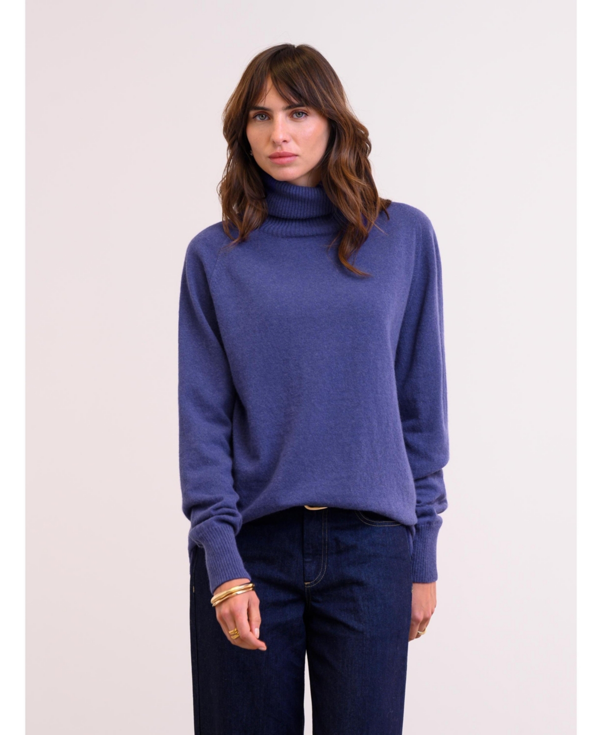 Women's Geelong Wool Slouch Turtleneck Sweater - Indigo