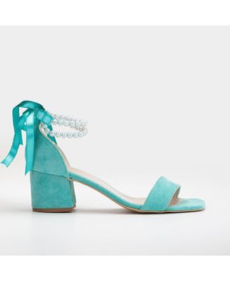 Illy Low Block Heel Sandals with Pearls