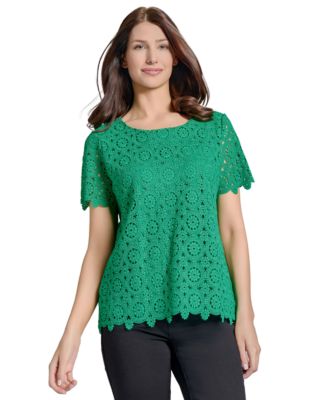 Jones New York - Petite Short-Sleeve Lace Top