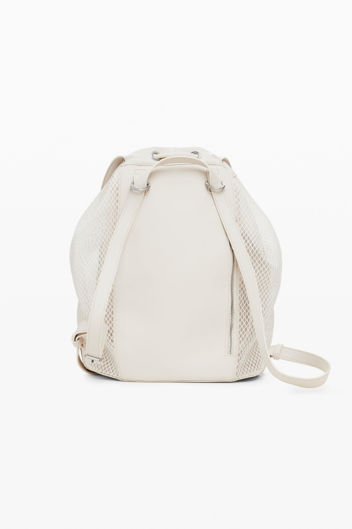 Desigual Medium Fishnet Mesh Backpack In Light Beige