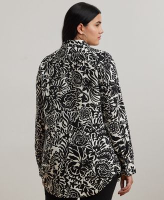 Рубашка Lauren Ralph Lauren Plus размера плюс из 100% льна в полоску