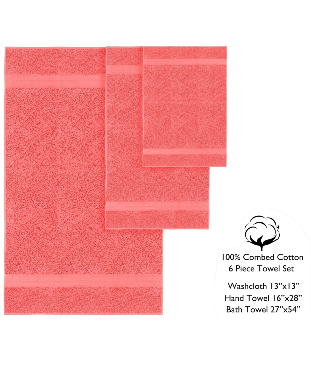 Feather & Stitch, Ny Luna 6-pc. Bath Towel Set In Salmon