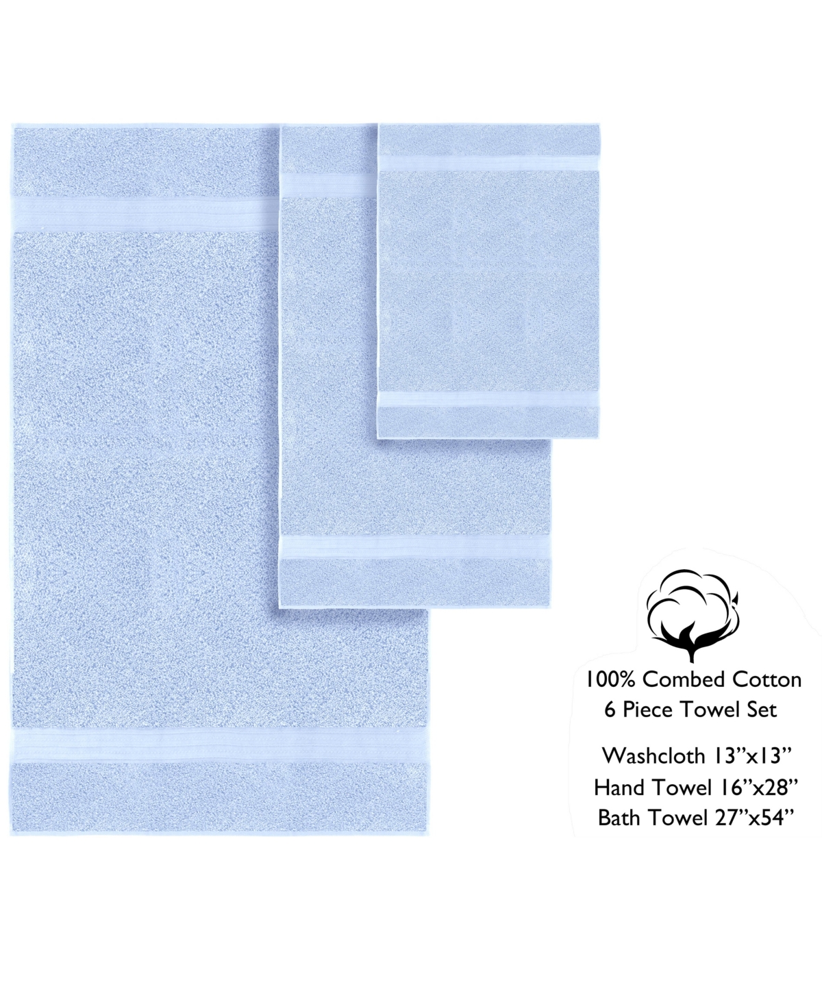 Feather & Stitch, Ny Luna 6-pc. Bath Towel Set In Sky Blue