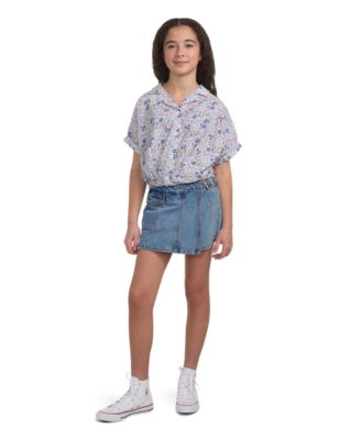 Big Girls High Rise Cargo Denim Skort