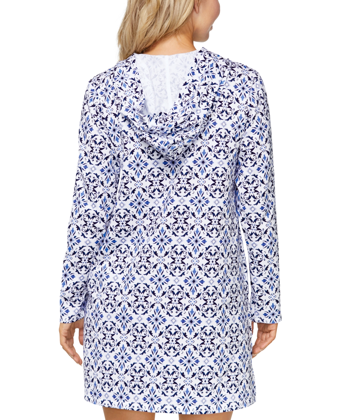 Island Escape Women's Coastal Hooded Tunic Cover-up, Exclusively At Macy's In Blue