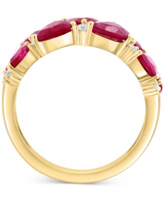 EFFY&reg; Ruby (3 ct. t.w.) & Diamond (1/4 ct. t.w.) Pear Cluster Ring in 14k Gold
